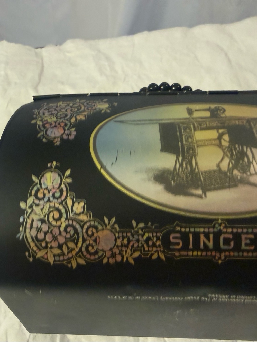 Black Floral Beaded Handle Vanity Bag - Picture 5 of 5